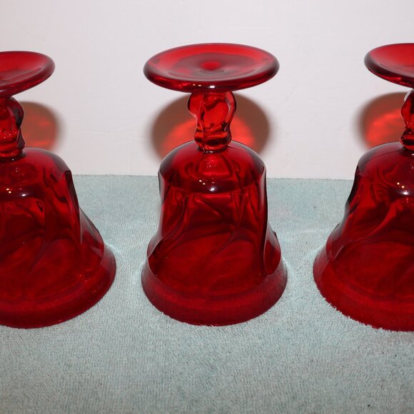 Vintage Set of 3 Fostoria Jamestown Swirl Ruby Red Water Wine Goblets Glassware - Picture 4 of 6